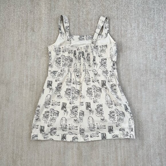 Abercrombie & Fitch Cotton Linen Italian Summer Graphic Mini Dress XL - Picture 4 of 10